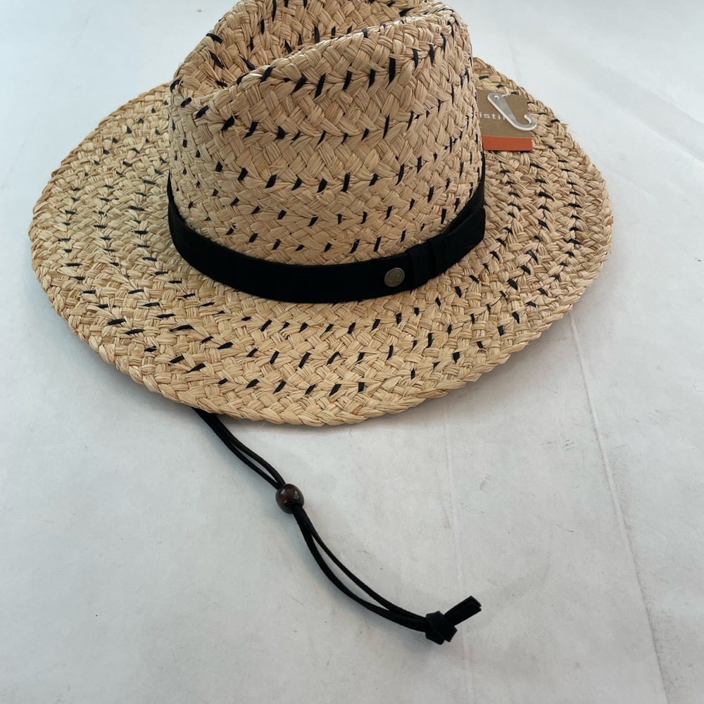 Pistil Skiff Black Leather Band Straw Hat Beach Outdoor Hat One Size $54 NWT - Picture 1 of 6